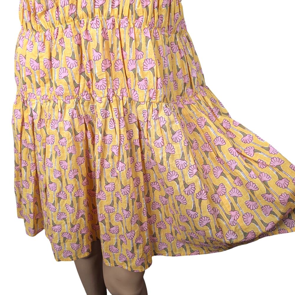 Ciao Lucia Zeta Dress XS Yellow Pink Floral Cotton Empire Waist Smocked Mini NEW - Picture 9 of 14